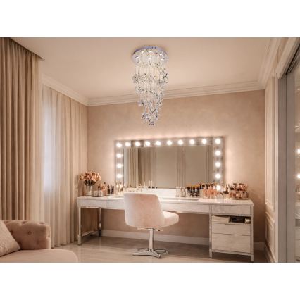 Κρυστάλλινο φωτιστικό οροφής LED SAMOA LED/30W/230V Ø 40 cm γυαλιστερό χρώμιο + τηλεχειριστήριο
