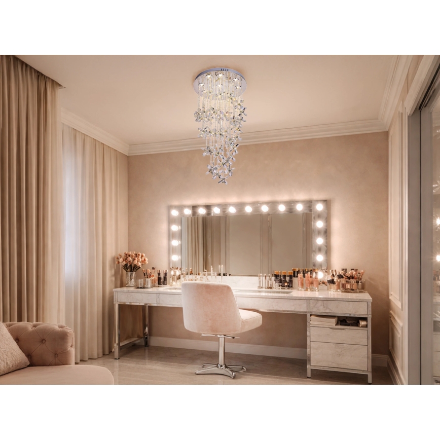 Κρυστάλλινο φωτιστικό οροφής LED SAMOA LED/30W/230V Ø 40 cm γυαλιστερό χρώμιο + τηλεχειριστήριο