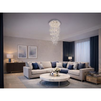 Κρυστάλλινο φωτιστικό οροφής LED SAMOA LED/30W/230V Ø 40 cm γυαλιστερό χρώμιο + τηλεχειριστήριο