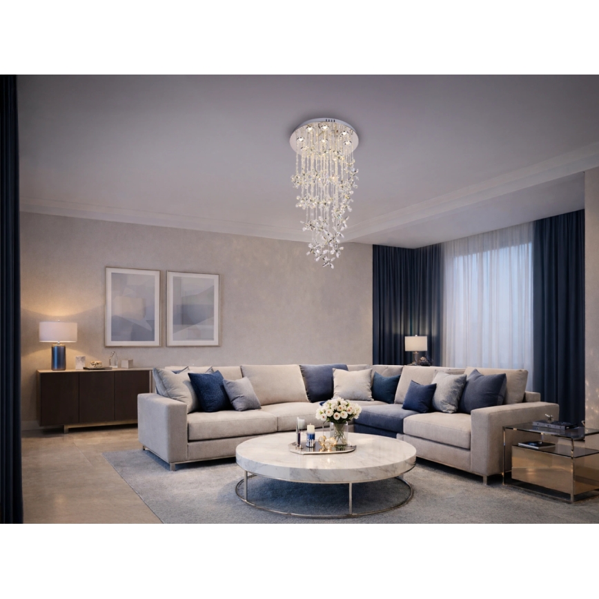 Κρυστάλλινο φωτιστικό οροφής LED SAMOA LED/30W/230V Ø 40 cm γυαλιστερό χρώμιο + τηλεχειριστήριο