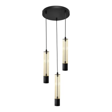 LED Kρεμαστό φωτιστικό οροφής τρίφωτο BARS 3xGU10/4,8W/230V μαύρο/χρυσό