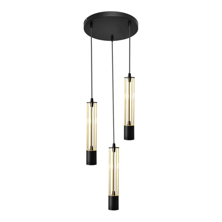LED Kρεμαστό φωτιστικό οροφής τρίφωτο BARS 3xGU10/4,8W/230V μαύρο/χρυσό
