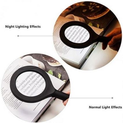 LED Magnifier 5×ZOOM με οπίσθιο φωτισμό LED/3W/2xAA IP44
