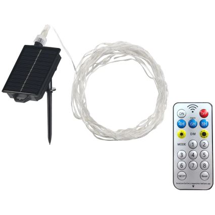 LED Ηλιακά διακοσμητικά λαμπάκια LED/3,7V 1800 mAh 10 m IP44 + τηλεχειριστήριο
