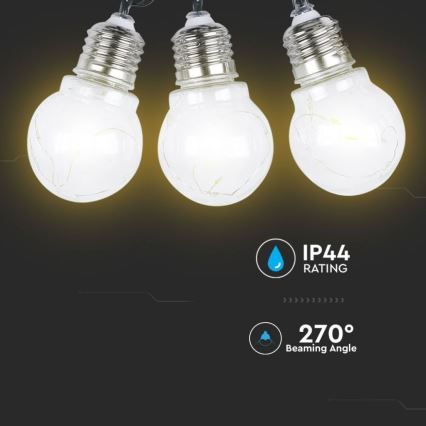 LED Ηλιακή αλυσίδα 10xLED/1W/1,2V 1xAA 2 m IP44 3000K 300 mAh