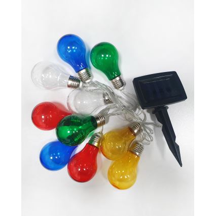 LED Ηλιακή εξωτερική γιρλάντα 10xLED/1,2V 300 mAh 2,2 m IP44 πολύχρωμη