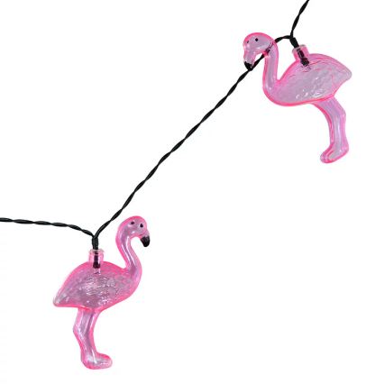 LED Ηλιακή διακοσμητική αλυσίδα 10xLED/1,2V 300 mAh 3,8 m IP44 φλαμίνγκο
