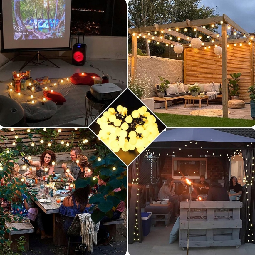 LED ηλιακή διακοσμητική γιρλάντα 30xLED/8 λειτουργίες 500 mAh 6,5 m IP67 θερμό λευκό