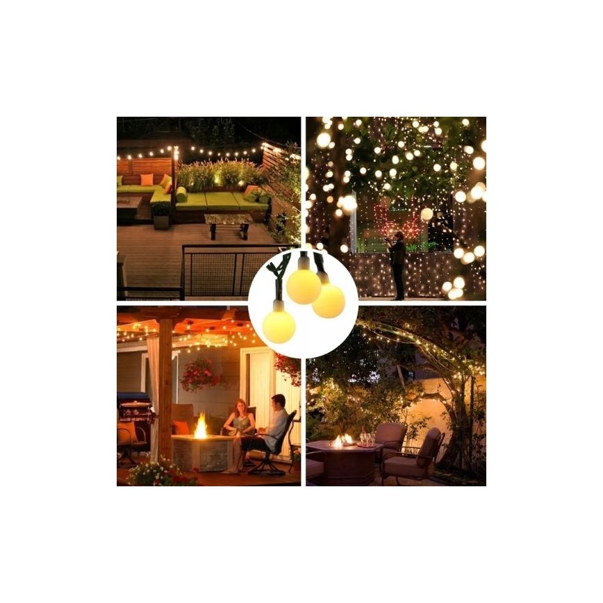 LED Ηλιακή διακοσμητική γιρλάντα 50xLED/8 λειτουργίες 500 mAh 9,5 m IP67 θερμό λευκό
