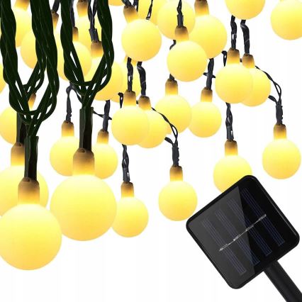 LED Ηλιακή διακοσμητική γιρλάντα 50xLED/8 λειτουργίες 500 mAh 9,5 m IP67 θερμό λευκό