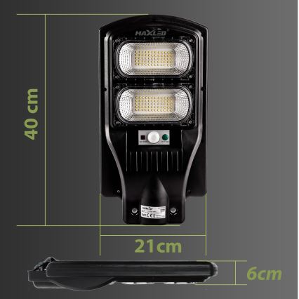 LED Dimmable ηλιακό φωτιστικό δρόμου με αισθητήρα LED/120W/6V 11000 mAh 6500K IP65 μαύρο + τηλεχειριστήριο