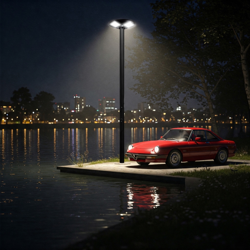 LED Dimmable ηλιακό φωτιστικό δρόμου με αισθητήρα LED/15W/6V 11000 mAh 6500K IP65 μαύρο + τηλεχειριστήριο