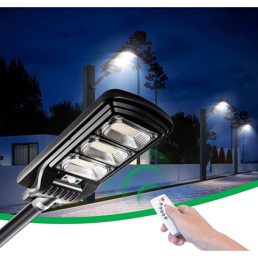 LED Dimmable ηλιακό φωτιστικό δρόμου με αισθητήρα LED/180W/6V 11000 mAh 6500K IP65 μαύρο + τηλεχειριστήριο