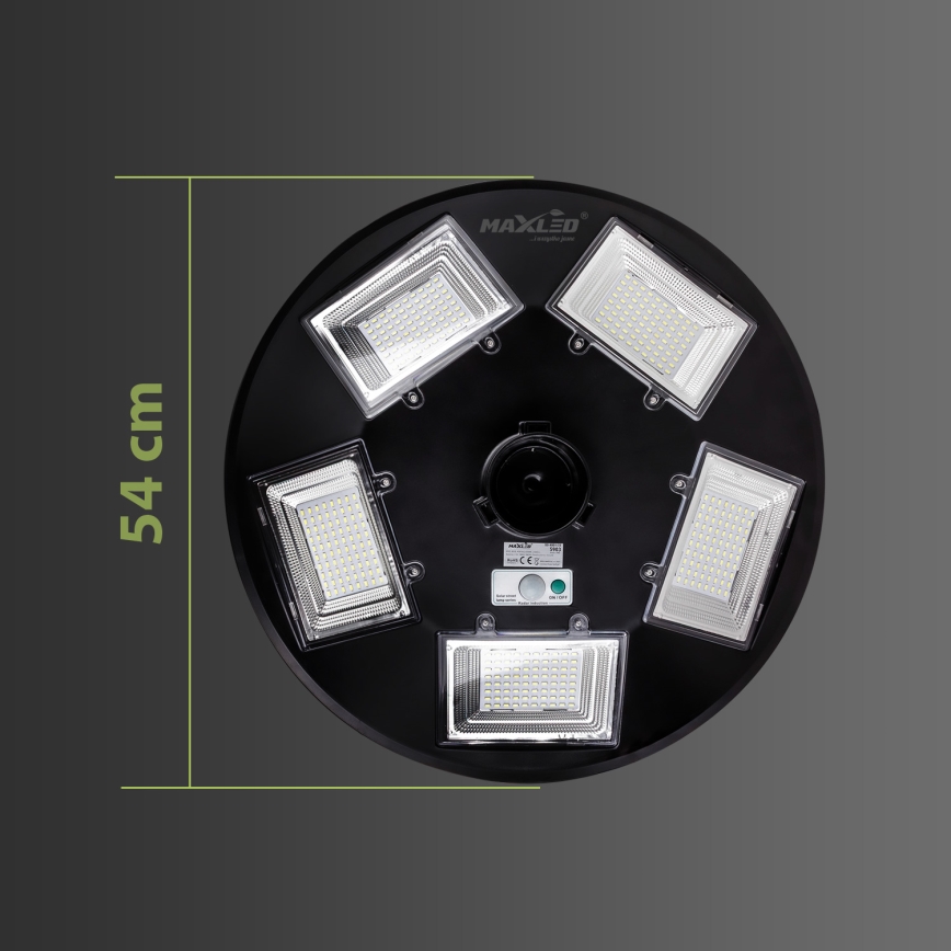 LED Dimmable ηλιακό φωτιστικό δρόμου με αισθητήρα LED/22W/6V 18000 mAh 6500K IP65 μαύρο + τηλεχειριστήριο