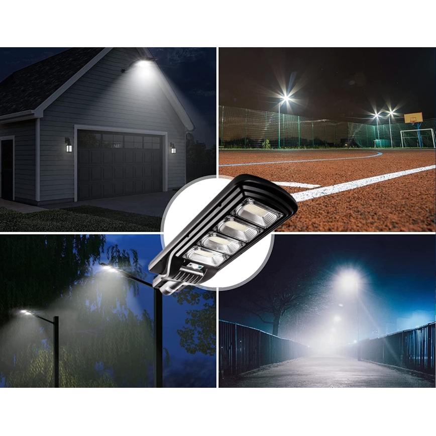 LED Dimmable ηλιακό φωτιστικό δρόμου με αισθητήρα LED/240W/6V 11000 mAh 6500K IP65 μαύρο + τηλεχειριστήριο