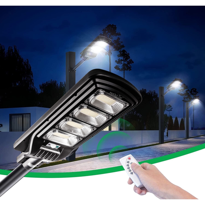 LED Dimmable ηλιακό φωτιστικό δρόμου με αισθητήρα LED/240W/6V 11000 mAh 6500K IP65 μαύρο + τηλεχειριστήριο