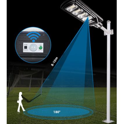 LED Dimmable ηλιακό φωτιστικό δρόμου με αισθητήρα LED/240W/6V 11000 mAh 6500K IP65 μαύρο + τηλεχειριστήριο