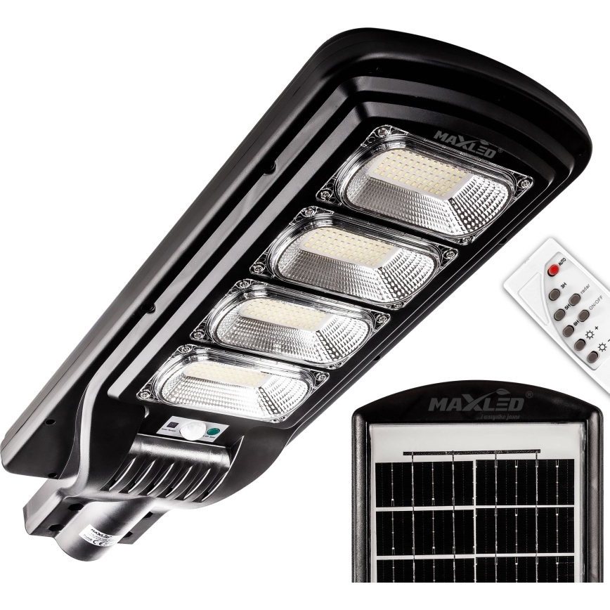 LED Dimmable ηλιακό φωτιστικό δρόμου με αισθητήρα LED/240W/6V 11000 mAh 6500K IP65 μαύρο + τηλεχειριστήριο