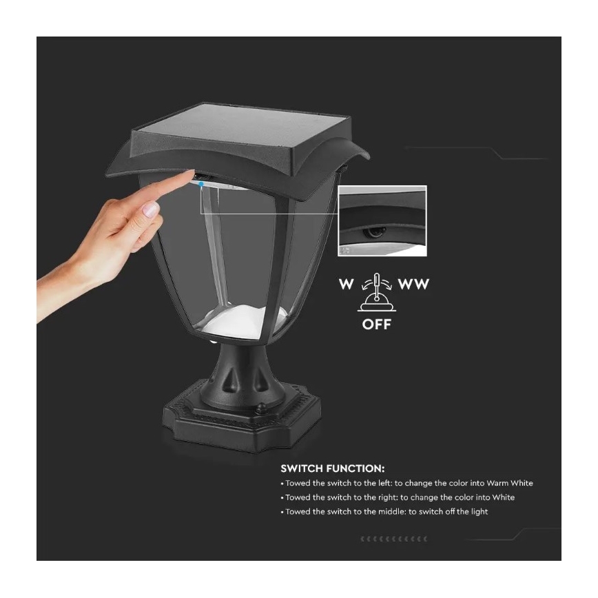 Ηλιακός LED Φωτισμός LED/2W/3,7V 3000/6000K IP65 2200 mAh