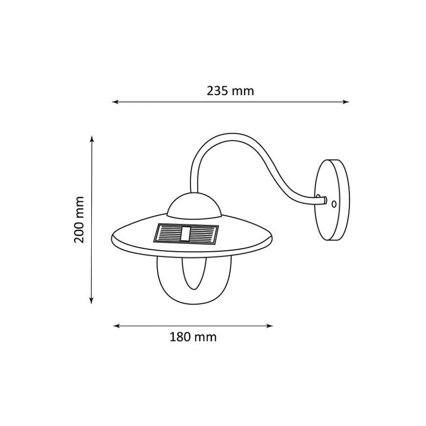 LED Ηλιακό Επιτοίχιο Φωτιστικό LED/0,5W/1,2V 600 mAh IP44 μαύρο