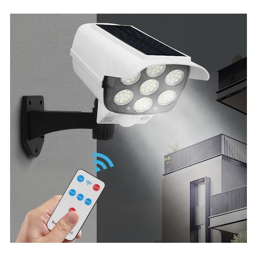 LED Ηλιακό μοντέλο κάμερας ασφαλείας με αισθητήρα ΚΑΜΕΡΑ LED/1W/3,7V 1200 mAh IP44 + τηλεχειριστήριο