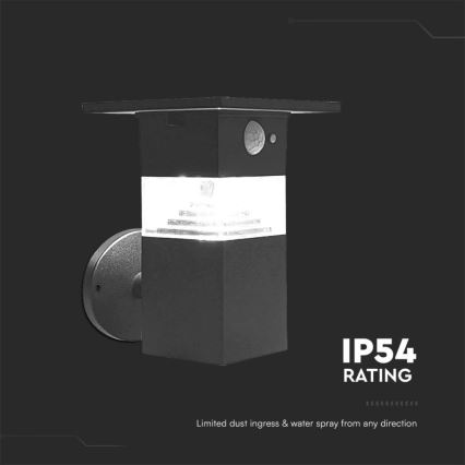 LED ηλιακό επιτοίχιο φωτιστικό με αισθητήρα LED/2,5W/3,7V IP54 3000K 2200 mAh