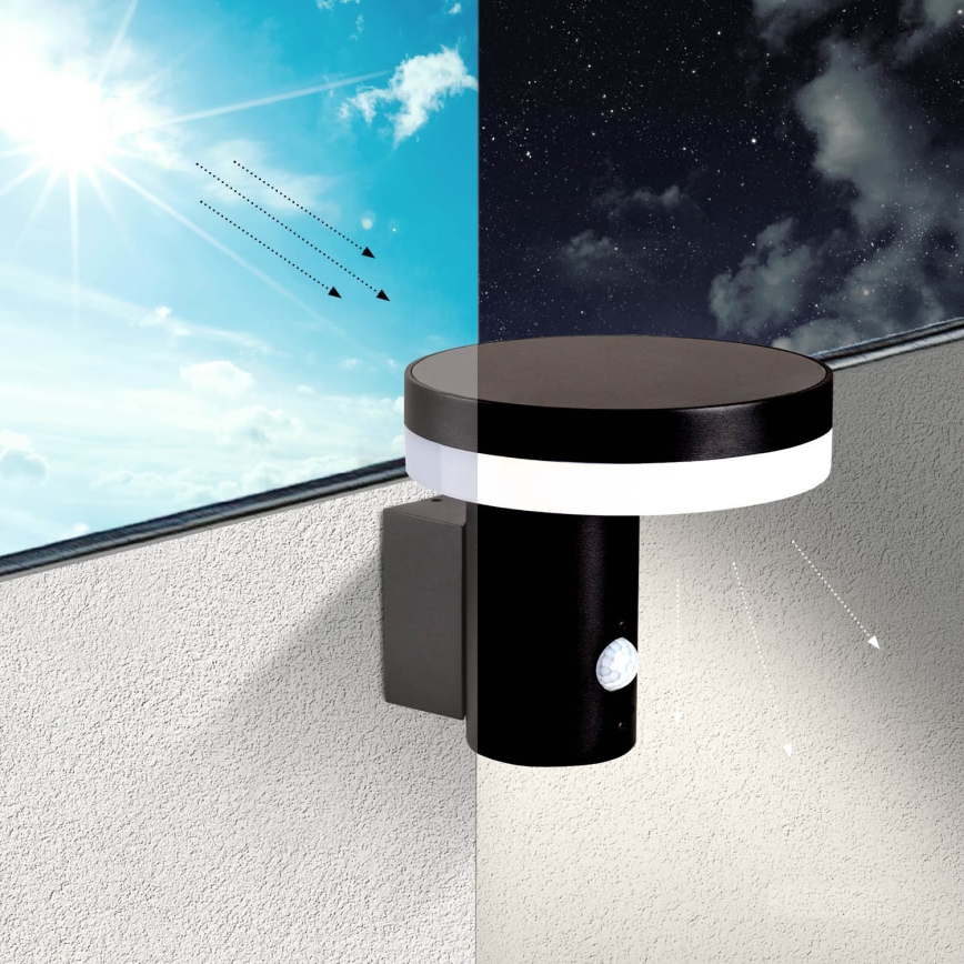 LED ηλιακό φωτιστικό τοίχου με αισθητήρα SOLARIS3 LED/5,5W/3,7V 4000K IP44 2600 mAh