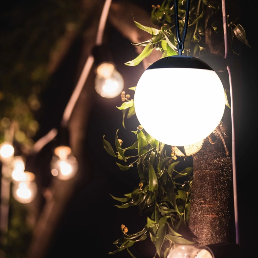 LED Ηλιακό κρεμαστό φωτιστικό KIARA LED/1,2V 600 mAh IP44 μαύρο