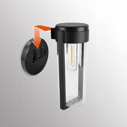 LED ηλιακό επιτοίχιο φωτιστικό LED/1W/3,7V 500 mAh IP65 μαύρο