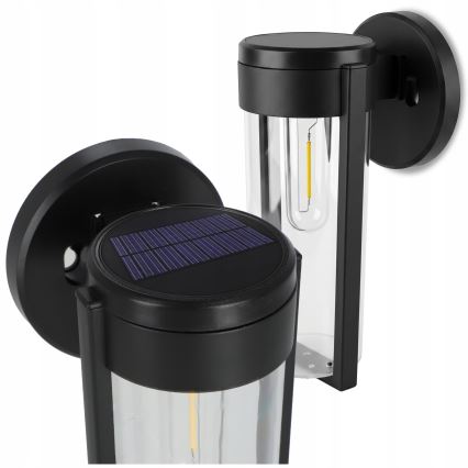 LED ηλιακό επιτοίχιο φωτιστικό LED/1W/3,7V 500 mAh IP65 μαύρο