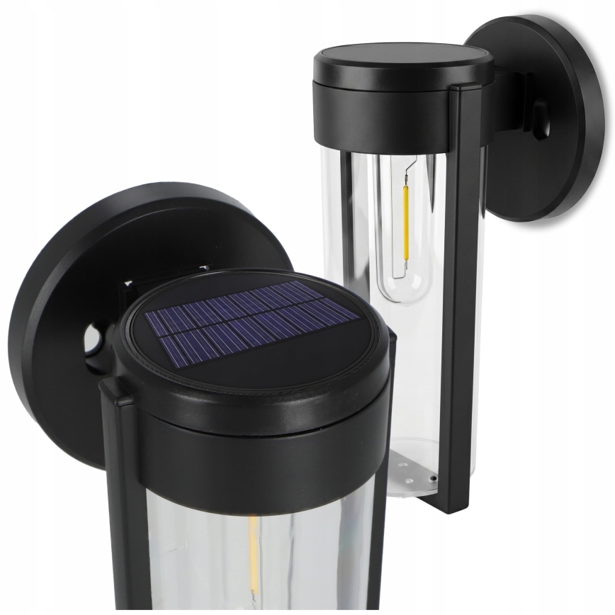 LED ηλιακό επιτοίχιο φωτιστικό LED/1W/3,7V 500 mAh IP65 μαύρο
