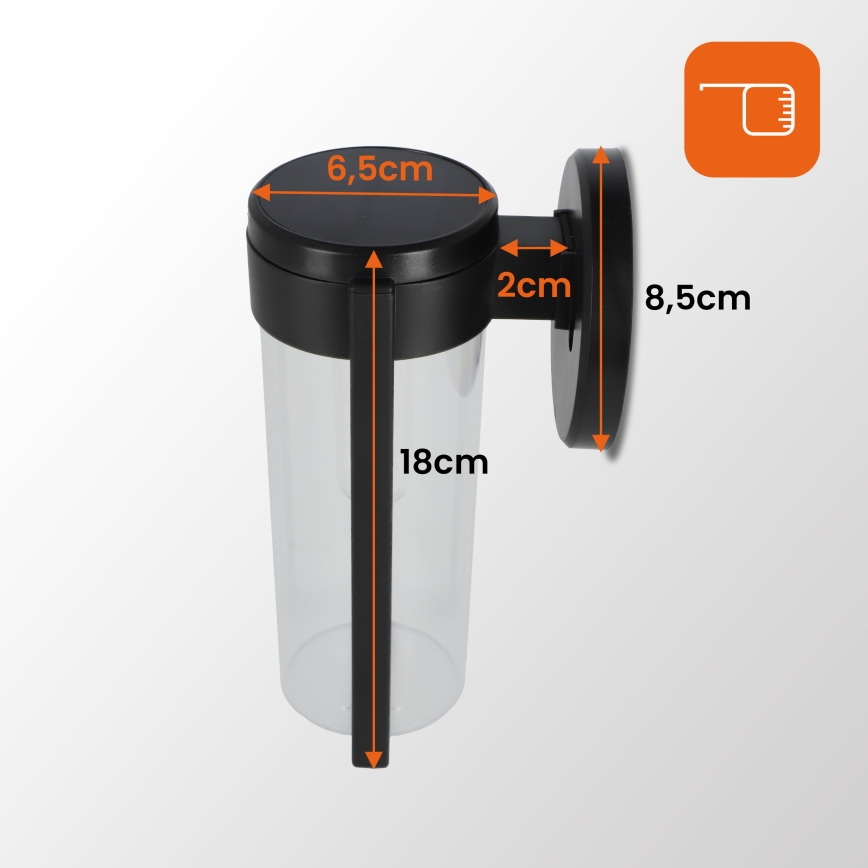 LED ηλιακό επιτοίχιο φωτιστικό LED/1W/3,7V 500 mAh IP65 μαύρο