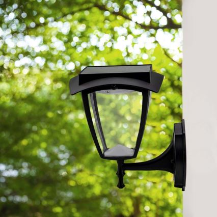 LED Ηλιακό επιτοίχιο φωτιστικό LED/2W/3,7V 3000/6000K IP65 2200 mAh μαύρο