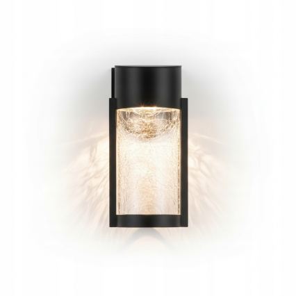 LED ηλιακό επιτοίχιο φωτιστικό LED/3,7V 300 mAh IP44 μαύρο