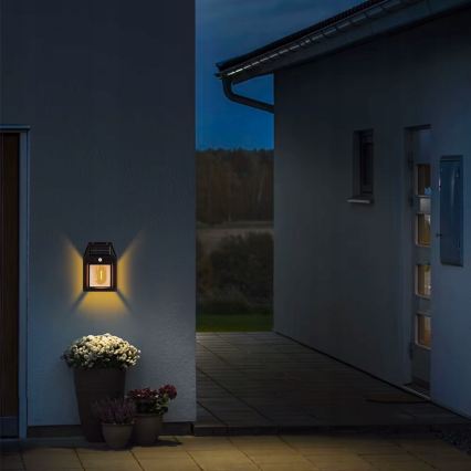 LED ηλιακό επιτοίχιο φωτιστικό με αισθητήρα LED/3,7V 600 mAh IP44 μαύρο
