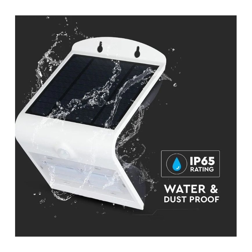 LED Ηλιακό Επιτοίχιο Φωτιστικό με Αισθητήρα LED/3W/3,7V 3000/4000K IP65 2000 mAh λευκό