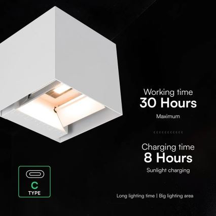 Ηλιακό επιτοίχιο φωτιστικό LED με αισθητήρα LED/9W/3,7V 3000/4000/5000K IP65 2600 mAh λευκό