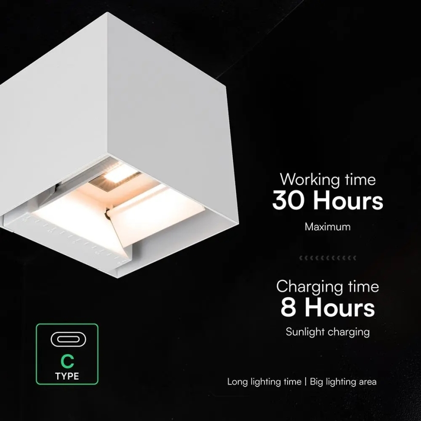 Ηλιακό επιτοίχιο φωτιστικό LED με αισθητήρα LED/9W/3,7V 3000/4000/5000K IP65 2600 mAh λευκό