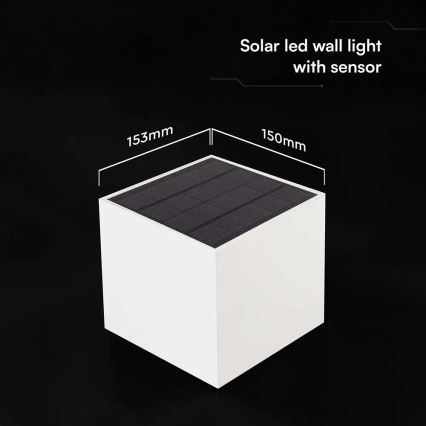 Ηλιακό επιτοίχιο φωτιστικό LED με αισθητήρα LED/9W/3,7V 3000/4000/5000K IP65 2600 mAh λευκό