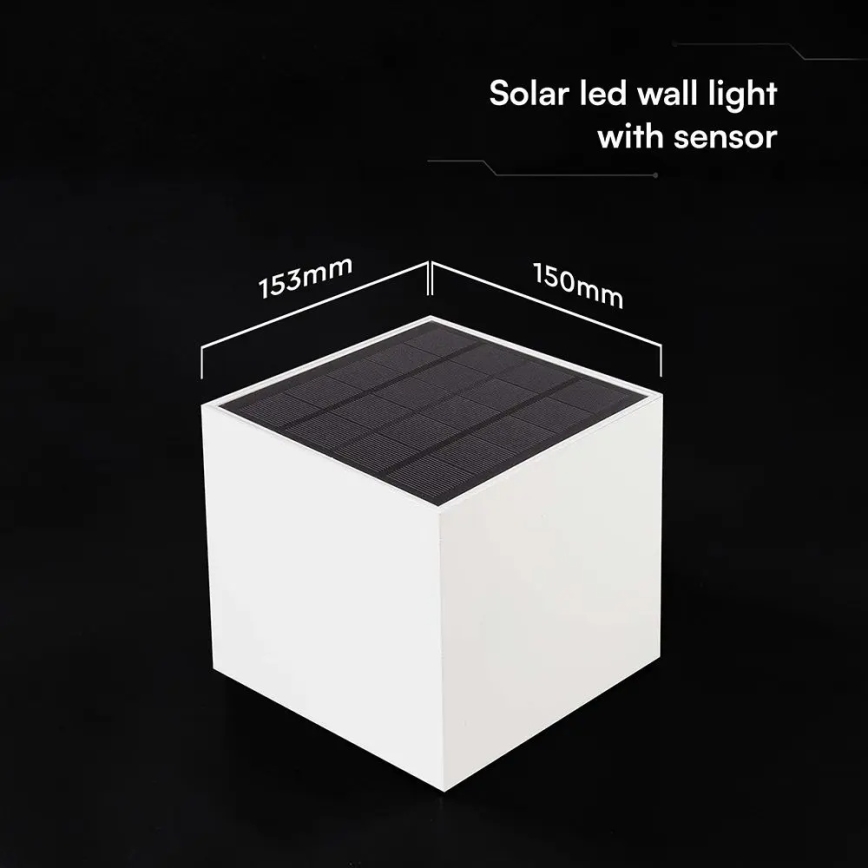 Ηλιακό επιτοίχιο φωτιστικό LED με αισθητήρα LED/9W/3,7V 3000/4000/5000K IP65 2600 mAh λευκό