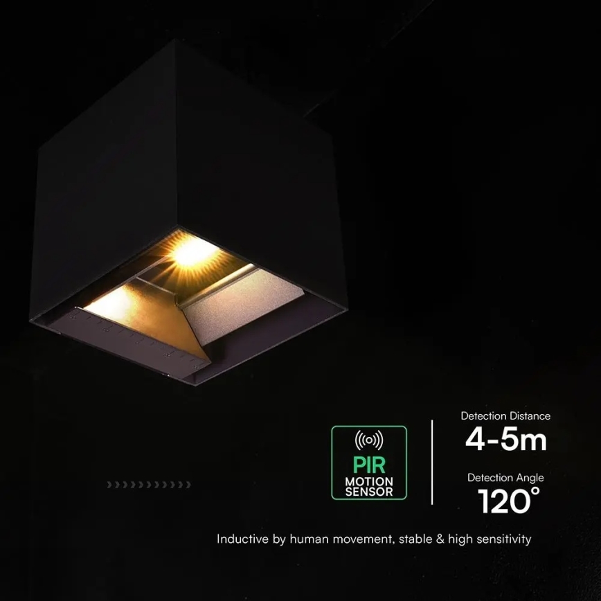 LED ηλιακό επιτοίχιο φωτιστικό με αισθητήρα LED/9W/3,7V 3000/4000/5000K IP65 2600 mAh μαύρο