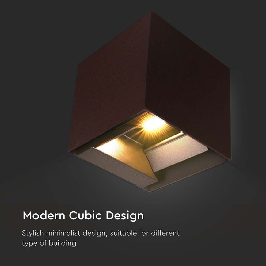 LED Ηλιακό Επιτοίχιο Φωτιστικό με Αισθητήρα LED/9W/3,7V 3000/4000/5000K 2600 mAh IP65 καφέ