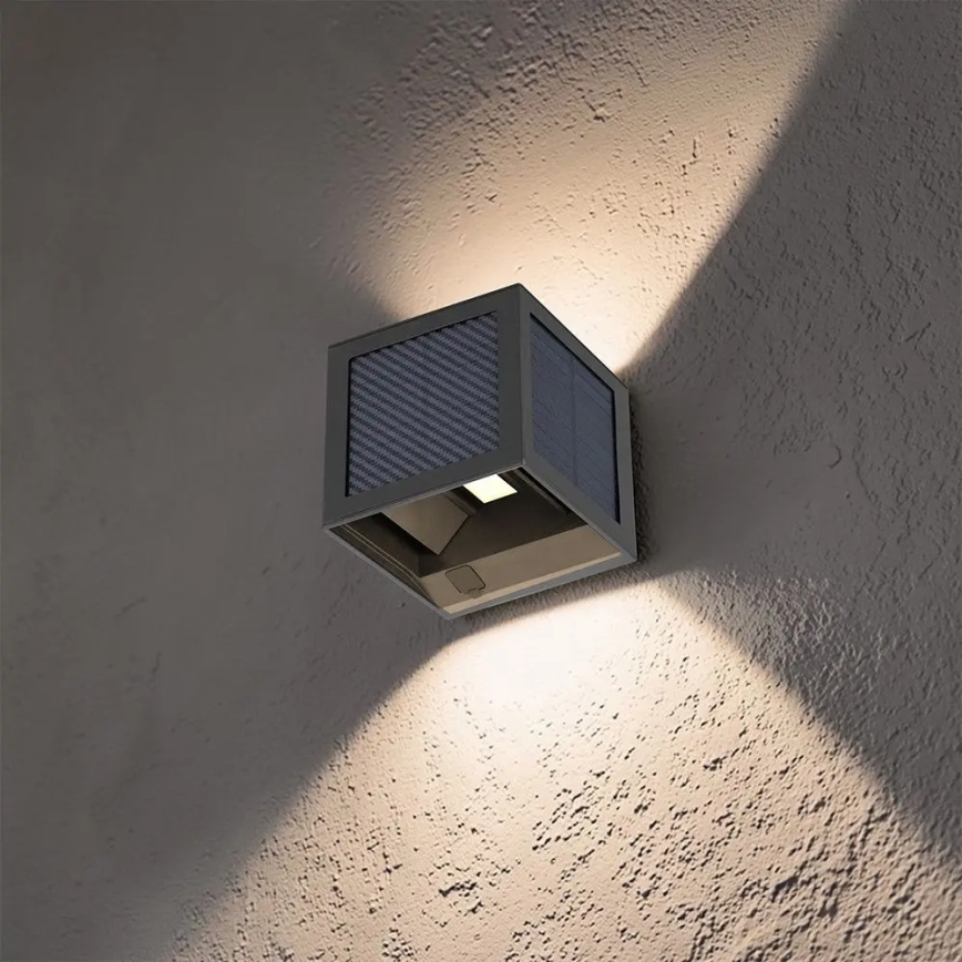LED Ηλιακό επιτοίχιο φωτιστικό με αισθητήρα LED/9W/3,7V 3000/4000/6000K IP65 2600 mAh μαύρο