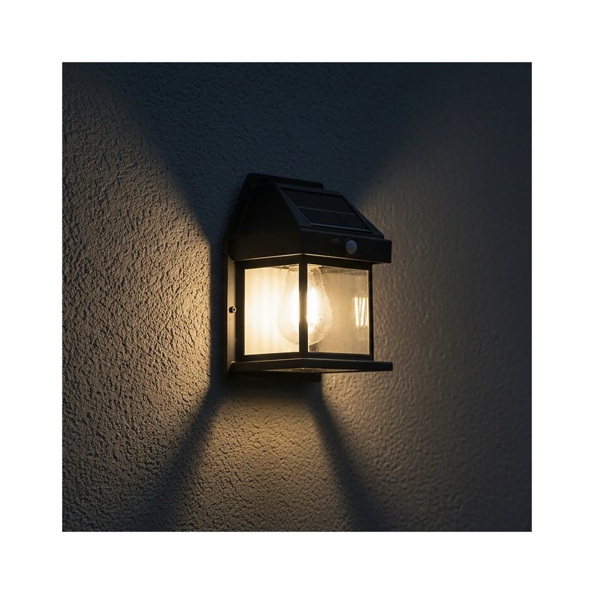 LED ηλιακό επιτοίχιο φωτιστικό με αισθητήρα OMVIA LED/3,7V 3000K IP44 1200 mAh