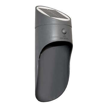 LED Ηλιακό Επιτοίχιο Φωτιστικό με Αισθητήρα PALESA LED/1W/3,7V IP65 1800 mAh γκρι