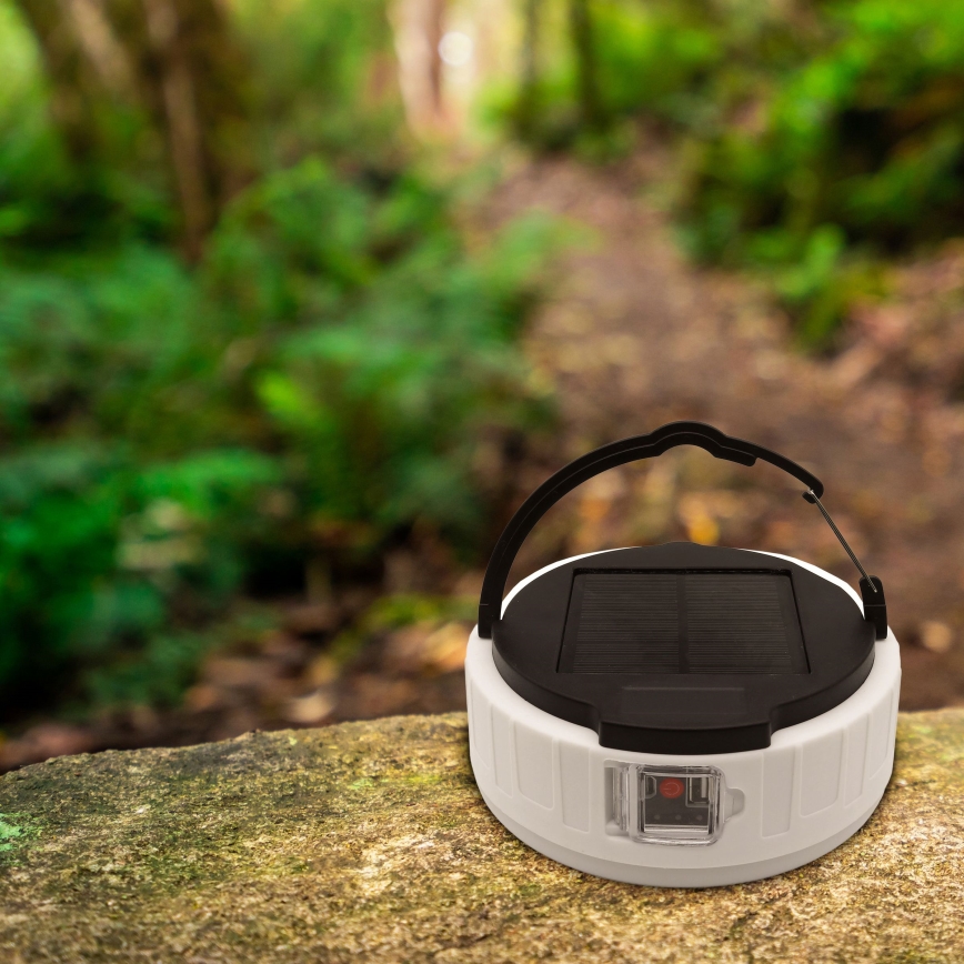 LED Ρυθμιζόμενος Φορτιζόμενος Ηλιακός Φακός με Λειτουργία Powerbank K3 LED/2W/5,5V 6500K IPX4 2400 mAh μαύρο/άσπρο