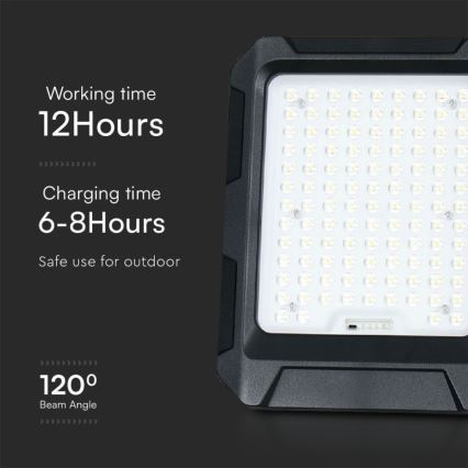 LED Ηλιακός προβολέας LED/10W/3,7V IP65 4000K 8000 mAh μαύρο + τηλεχειριστήριο