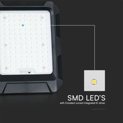 LED Ηλιακός προβολέας LED/15W/3,7V IP65 4000K 12000 mAh μαύρο + τηλεχειριστήριο