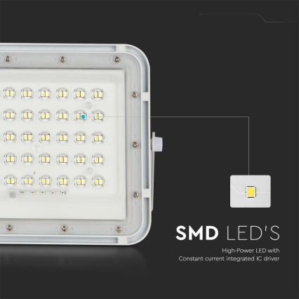 LED Εξωτερικού χώρου dimming ηλιακός προβολέας LED/10W/3,2V IP65 6400K 6000 mAh λευκό + τηλεχειριστήριο