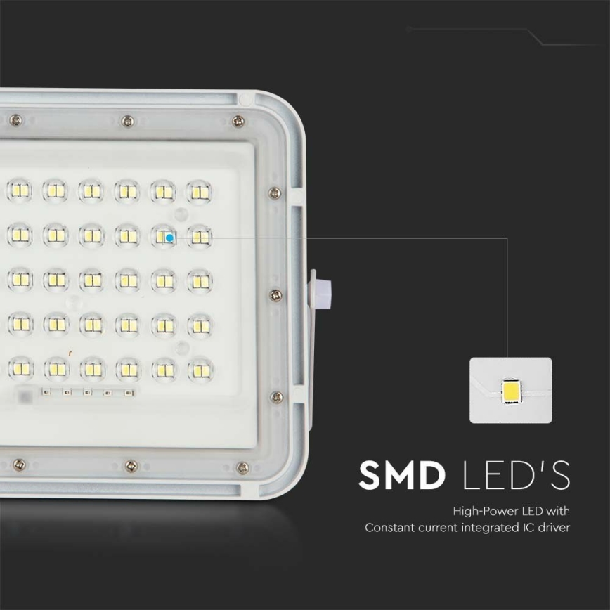 LED Εξωτερικού χώρου dimming ηλιακός προβολέας LED/10W/3,2V IP65 6400K 6000 mAh λευκό + τηλεχειριστήριο